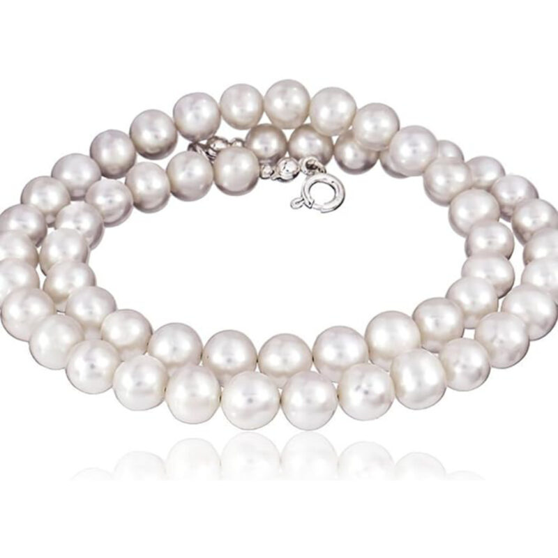 Arande bijoux cristaux authentiques perles blancs naturels bel collier sterling argent 925