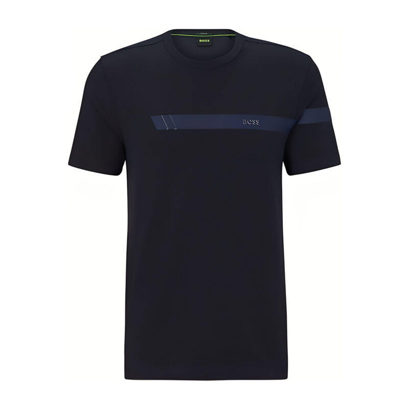 BOSS Hommes Tee 2 T-Shirt en Coton Stretch à Logo et Rayure