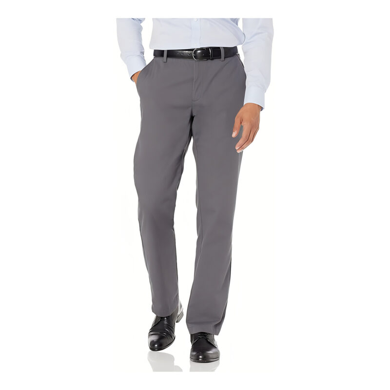 Essentials Pantalon Chino sans Pince Infroissable Coupe Droite Homme