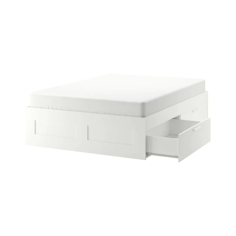 IKEA BRIMNES Cadre de lit avec rangement, 140 x 200 cm, blanc/Luröy